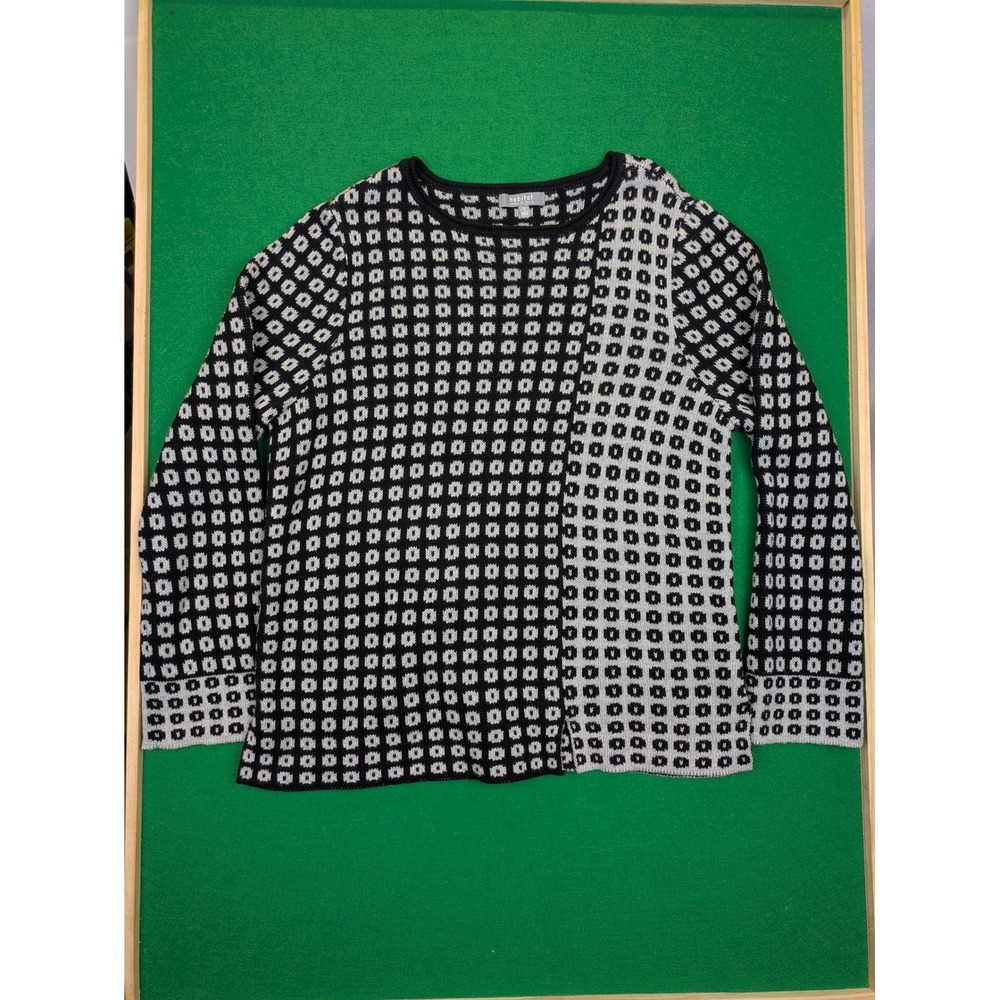 Habitat Clothes to Live In Sweater Women Small Black Geometric‎ Knit 100% Cotton